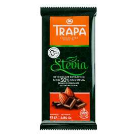 Шоколад 50% чорний зі стевією без цукру Stevia Trapa м/у 75г
