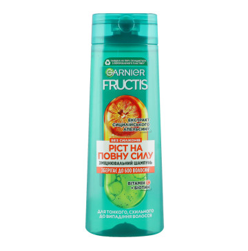 Шампунь для тонкого схильного до випадання волосся зміцнювальний Ріст на повну силу Garnier Fructis 400мл