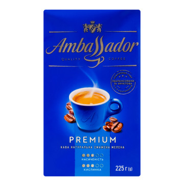 Кава натуральна смажена мелена Premium Ambassador м/у 225г