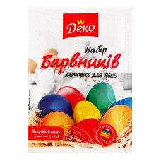 Набір харчових барвників для великодніх яєць Деко м/у 5х3г Набір харчових барвників для великодніх яєць Деко м/у 5х3г