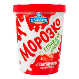 Морозиво 12% з полуничним наповнювачем Морозко Хладик відро 500г