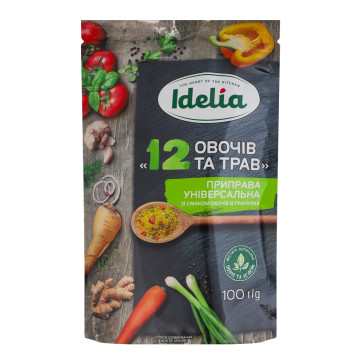 Приправа універсальна зі смаком овочів в гранулах 12 овочів та трав Idelia д/п 100г