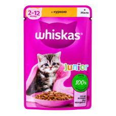 Корм консервований повнораціонний для кошенят З куркою в желе Junior Whiskas д/п 85г