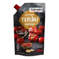 Кетчуп пастеризований Теріякі солодкий Торчин д/п 200г