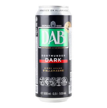 Пиво 0.5л 4.8% темне фільтроване пастеризоване Dark DAB з/б