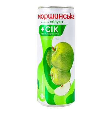 Напій безалкогольний негазований соковмісний зі смаком яблука Моршинська з/б 0.33л