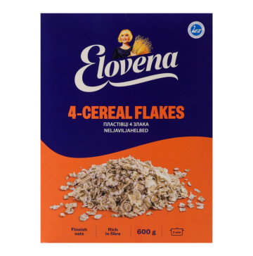 Пластівці з цільного зерна 4 злака Elovena к/у 600г