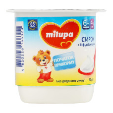 Сирок 4% з біфідобактеріями для дітей від 6міс Натуральний Milupa ст 90г