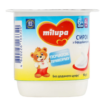 Сирок 4% з біфідобактеріями для дітей від 6міс Натуральний Milupa ст 90г