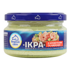 Продукт з ікрою океанічної риби з креветками та авокадо пастеризований Ікра Водний світ с/б 160г