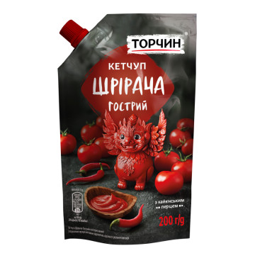Кетчуп пастеризований Шрірача гострий Торчин д/п 200г
