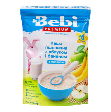 Каша молочна для дітей від 6міс Пшенична з яблуком та бананом Bebi Premium д/п 200г