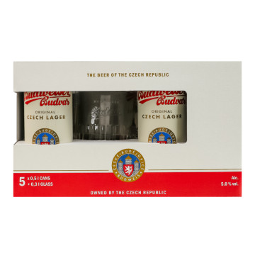 Пиво 5х500мл 5% світле фільтроване пастеризоване + кухоль 0.3л Budweiser Budvar к/у