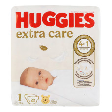 Підгузки для дітей 2-5кг 1 Extra Care Huggies 22шт
