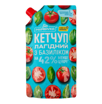 Кетчуп пастеризований Лагідний з базиліком Pripravka д/п 250г