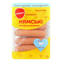 Сосиски з курятиною Нямські Глобино в/с лоток 275г