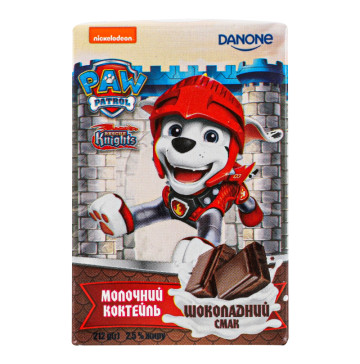 Коктейль молочний 2.5% Шоколадний Paw Patrol Danone т/п 212г