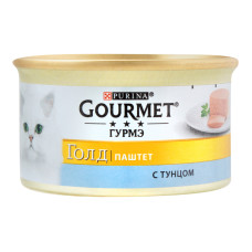 Корм консервований для дорослих котів повнораціонний Паштет з тунцем Gold Gourmet з/б 85г
