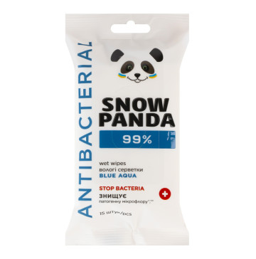 Серветки вологі Blue Aqua Antibacterial Snow Panda 15шт