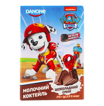 Коктейль молочний 2.5% Шоколадний Paw Patrol Danone т/п 212г