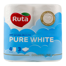 Папір туалетний 3-х шаровий Pure White Ruta 4шт