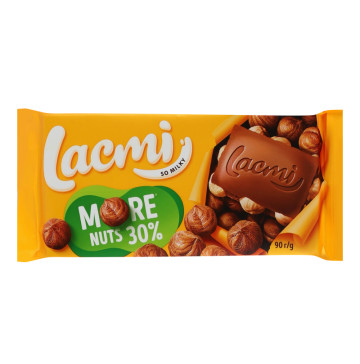 Шоколад молочний з цілими лісовими горіхами Lacmi Roshen м/у 90г