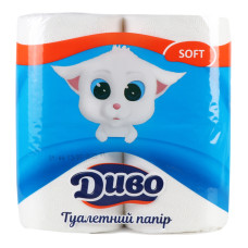 Папір туалетний 2-х шаровий Soft Диво 4шт