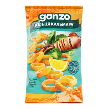 Кільця кукурудзяні зі смаком кальмара Gonzo м/у 75г