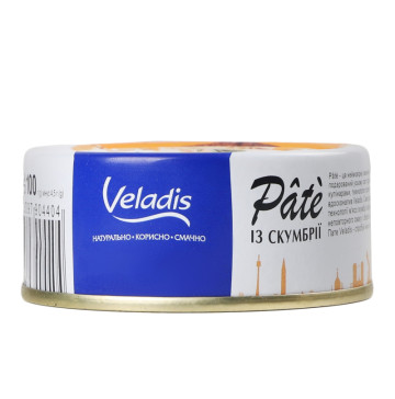 Пате із скумбрії пастеризоване Veladis з/б 100г Пате із скумбрії пастеризоване Veladis з/б 100г
