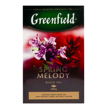 Чай чорний індійський байховий листовий з духмяними травами та фруктовим ароматом Spring Melody Greenfield к/у 100г