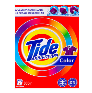 Засіб мийний синтетичний порошкоподібний Color Аква-Пудра Tide 300г