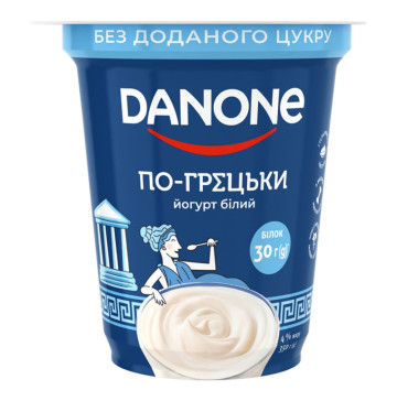Йогурт 4% без доданого цукру Білий По-грецьки Danone ст 350г