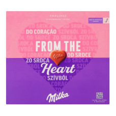 Цукерки з кремово-полуничною начинкою в молочному шоколаді Heart Milka к/у 5х22г