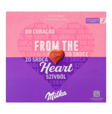 Цукерки з кремово-полуничною начинкою в молочному шоколаді Heart Milka к/у 5х22г