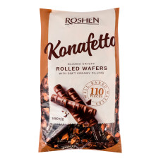Трубочки вафельні глазуровані Konafetto nero Roshen м/у ваг
