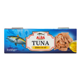 Тунець шматочками в олії Alba Food з/б 3х65г