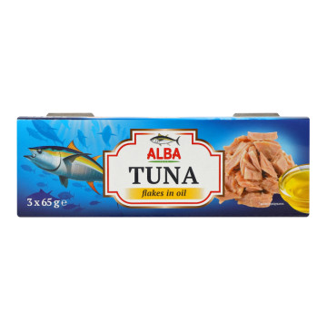 Тунець шматочками в олії Alba Food з/б 3х65г