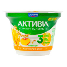 Біфідойогурт 2.2% з біфідобактеріями Actiregularis з наповнювачем Манго-персик-злаки Активіа ст 180г