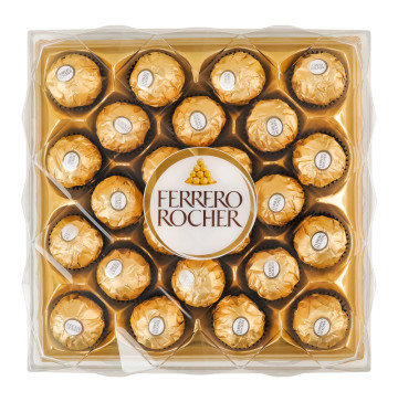 Цукерки вафельні покриті молочним шоколадом та подрібненими лісовими горіхами з начинкою Ferrero Rocher п/у 300г