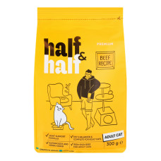 Корм сухий повнораціонний для дорослих котів Beef recipe Premium Half&Half м/у 300г Корм сухий повнораціонний для дорослих котів Beef recipe Premium Half&Half м/у 300г