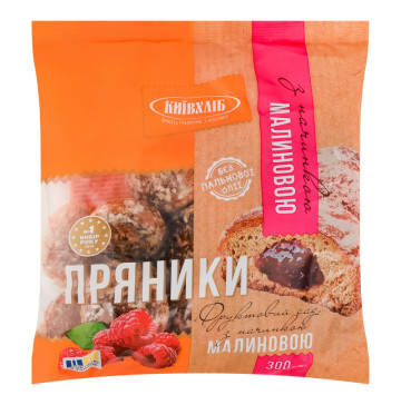 Пряники з начинкою малиновою Фруктовий сад Київхліб м/у 300г