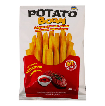 Палички оригінальні зі смаком картоплі з телятиною та аджикою Potato boom м/у 50г