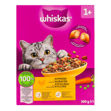 Корм сухий повнораціонний для дорослих котів С куркою Whiskas к/у 300г Корм сухий повнораціонний для дорослих котів С куркою Whiskas к/у 300г