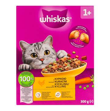 Корм сухий повнораціонний для дорослих котів С куркою Whiskas к/у 300г