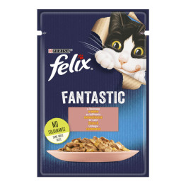 Корм консервований повнораціонний для дорослих котів з лососем в желе Fantastic Felix д/п 85г