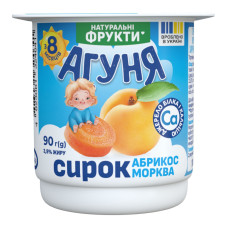 Сирок 3.9% для дітей від 8міс з наповнювачем фруктовим Абрикос-морква Агуня ст 90г