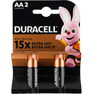 Батарейки Duracell AA LR6 MN1500 алкаліновi 1.5V 2 шт