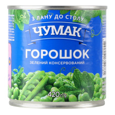 Горошок зелений консервований Чумак з/б 420г