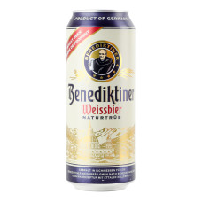 Пиво 0.5л 5.4% світле пшеничне нефільтроване пастеризоване Weissbier Benediktiner з/б