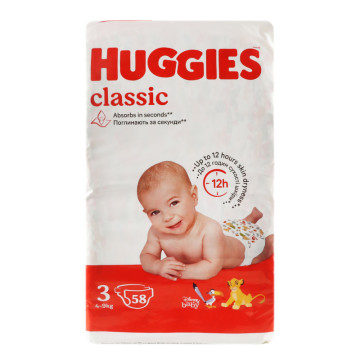 Підгузники дитячі 4-9кг Classic Huggies 58шт